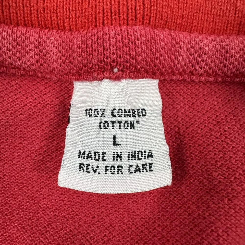 VTG Colorblock Polo Shirt Men Large Short Sleeve Red Blue Vertical Stripes Y2K - Picture 5 of 10
